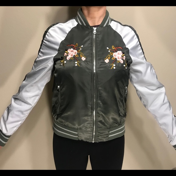 Glamorous Embroidered Satin Bomber Jacket - Picture 2 of 5